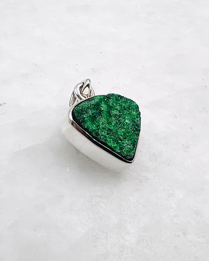 Uvarovite Drusy in 0.925 Silver