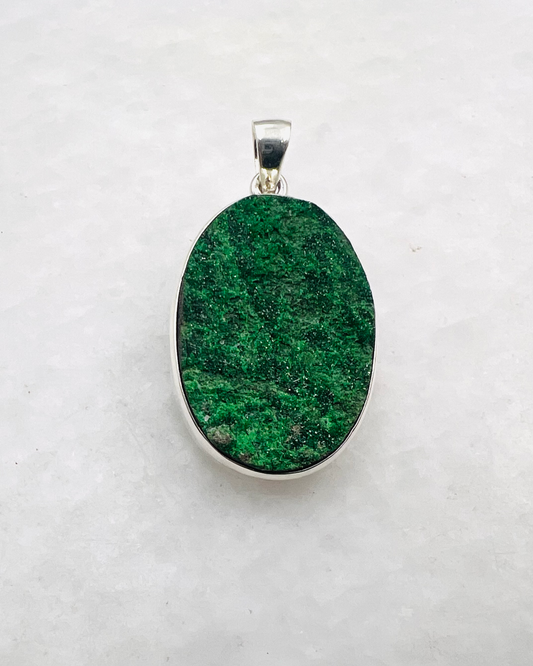 Uvarovite Drusy in 0.925 Silver