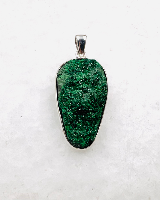 Uvarovite Drusy in 0.925 Silver