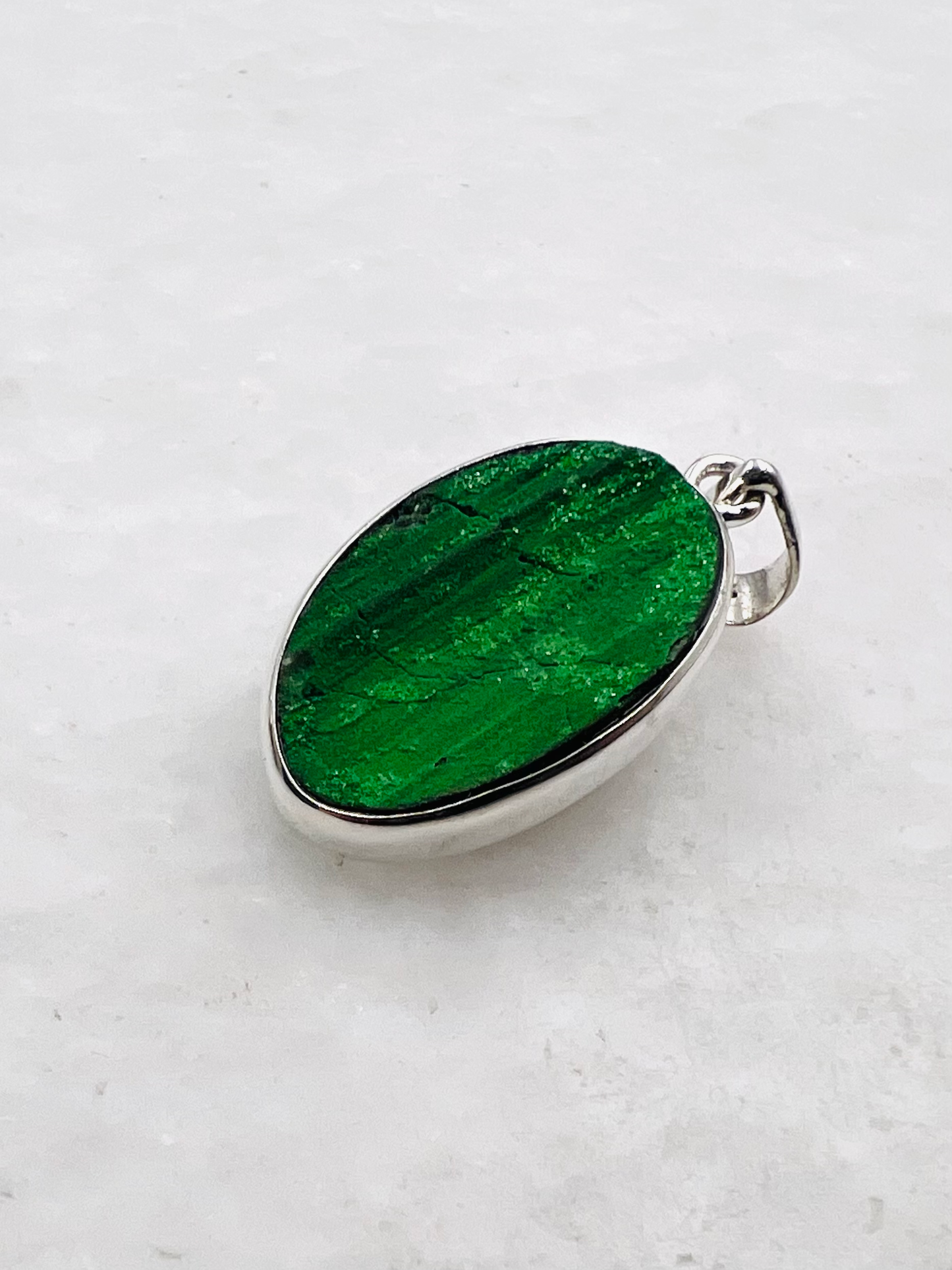 Uvarovite Drusy in 0.925 Silver
