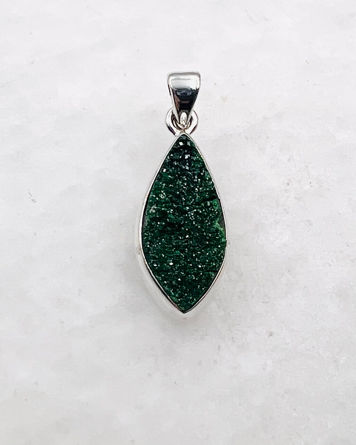 Uvarovite Drusy in 0.925 Silver