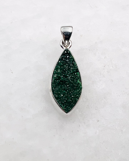 Uvarovite Drusy in 0.925 Silver