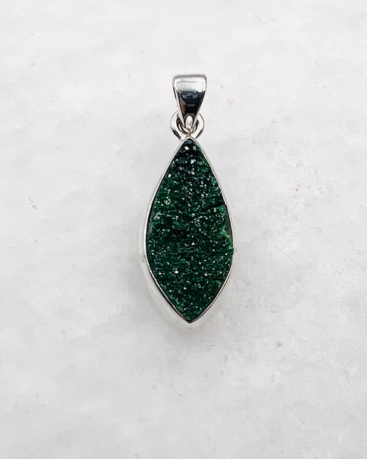 Uvarovite Drusy in 0.925 Silver