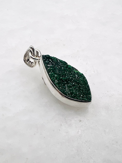 Uvarovite Drusy in 0.925 Silver