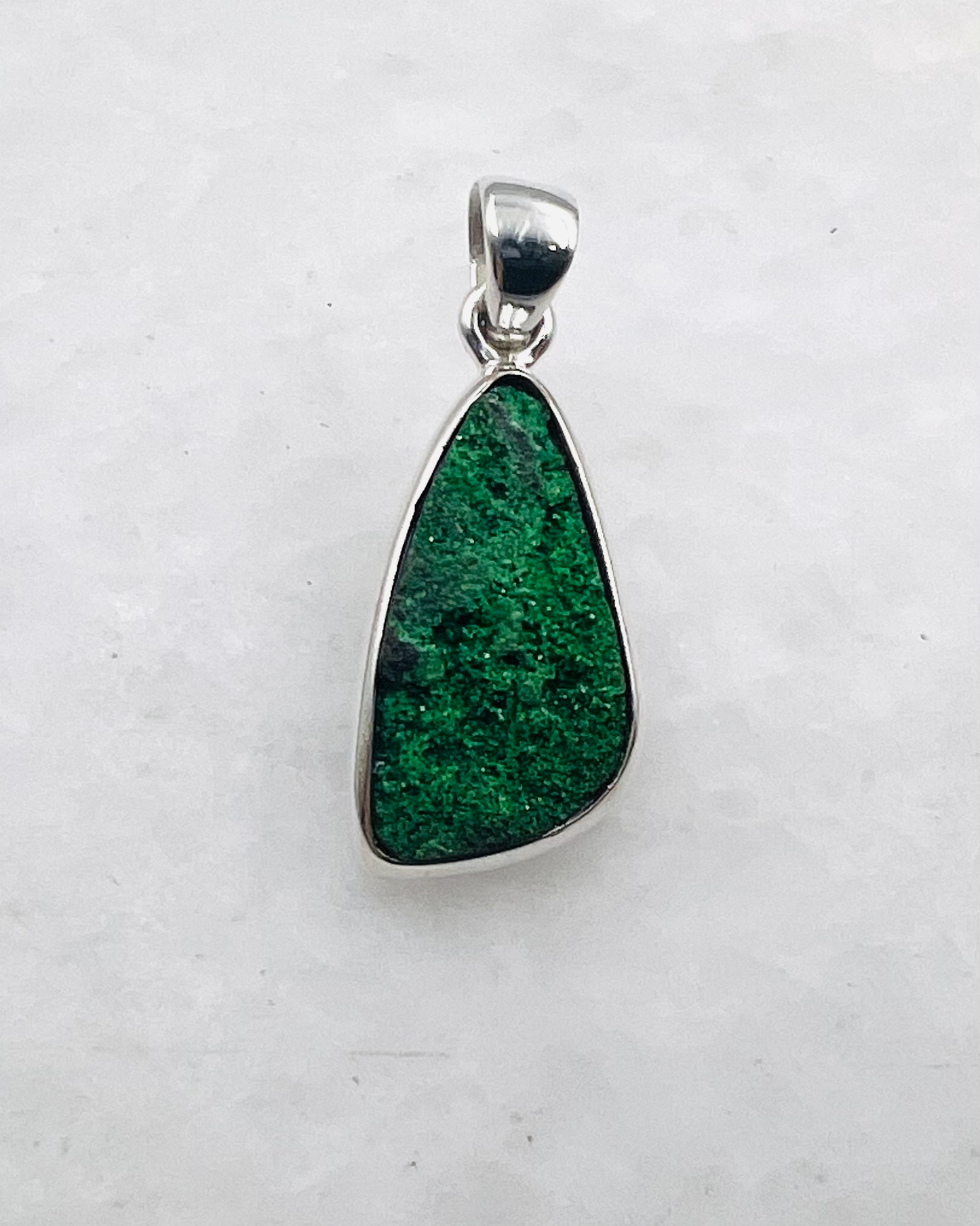 Uvarovite Drusy in 0.925 Silver