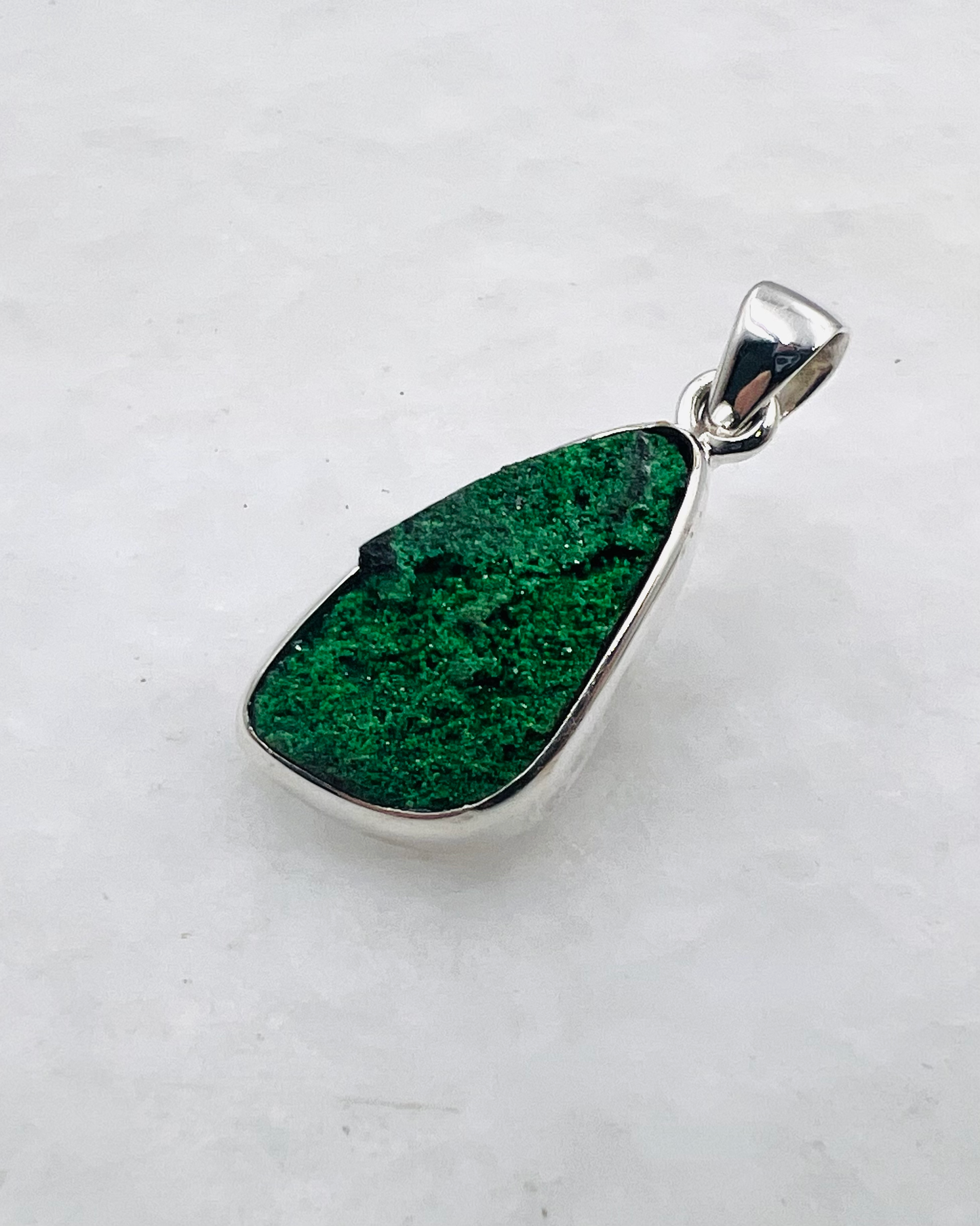 Uvarovite Drusy in 0.925 Silver