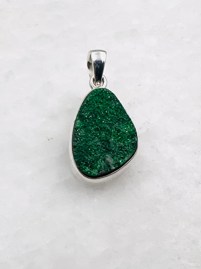 Uvarovite Drusy in 0.925 Silver