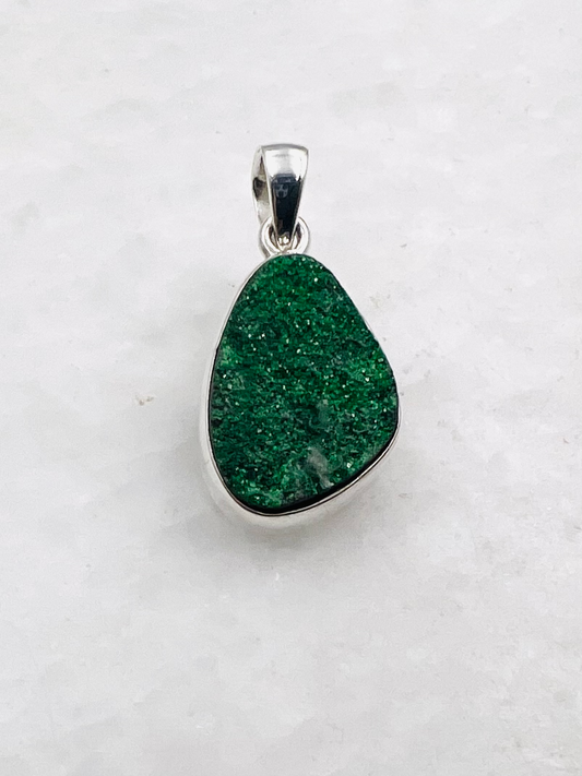 Uvarovite Drusy in 0.925 Silver