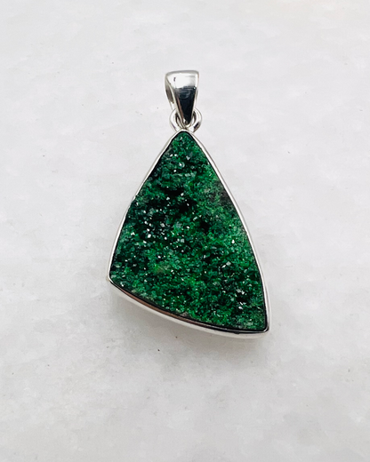 Uvarovite Drusy in 0.925 Silver