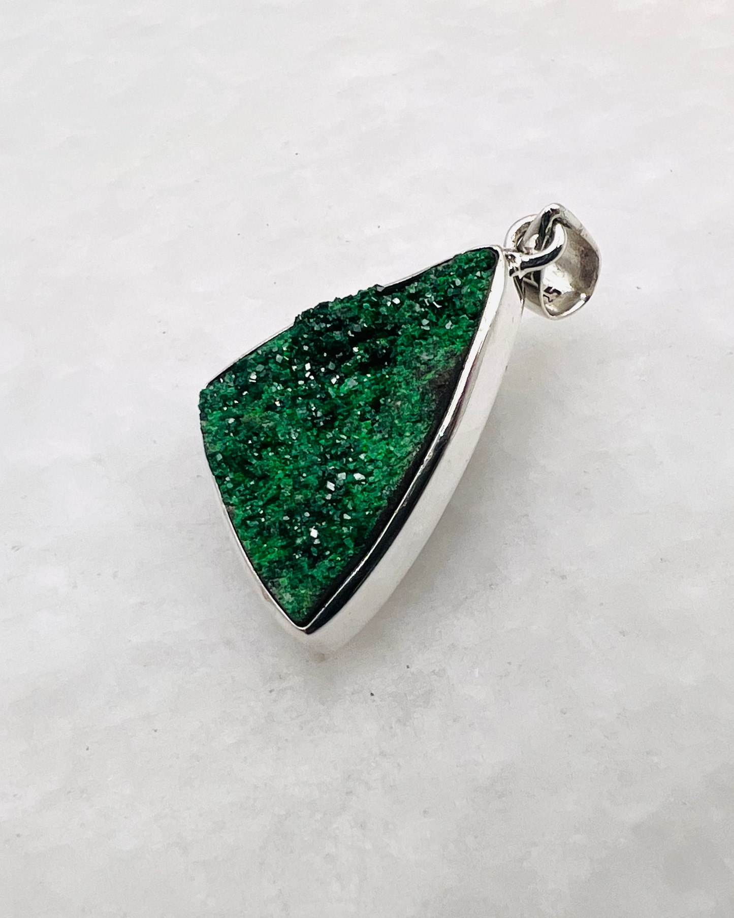 Uvarovite Drusy in 0.925 Silver
