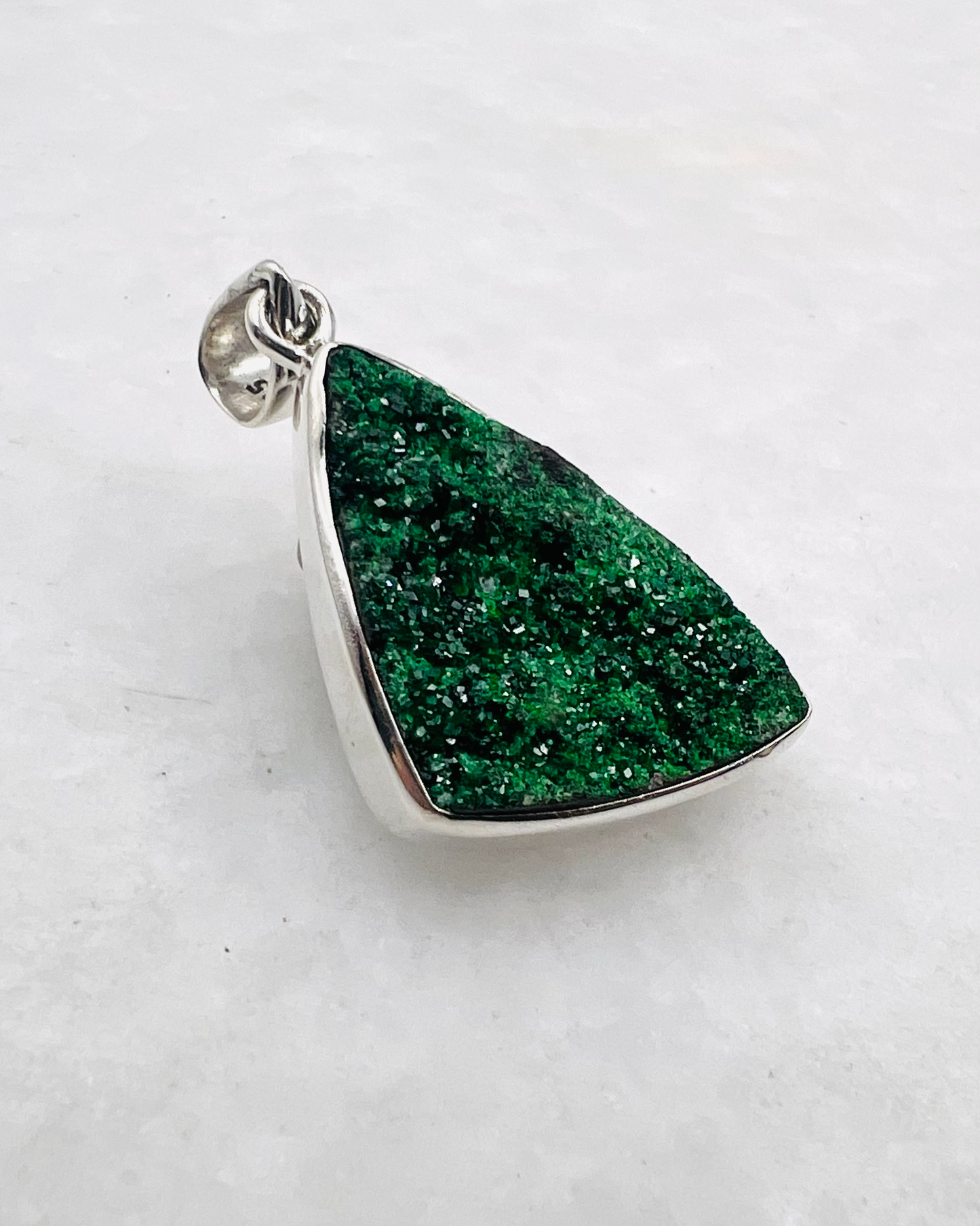 Uvarovite Drusy in 0.925 Silver