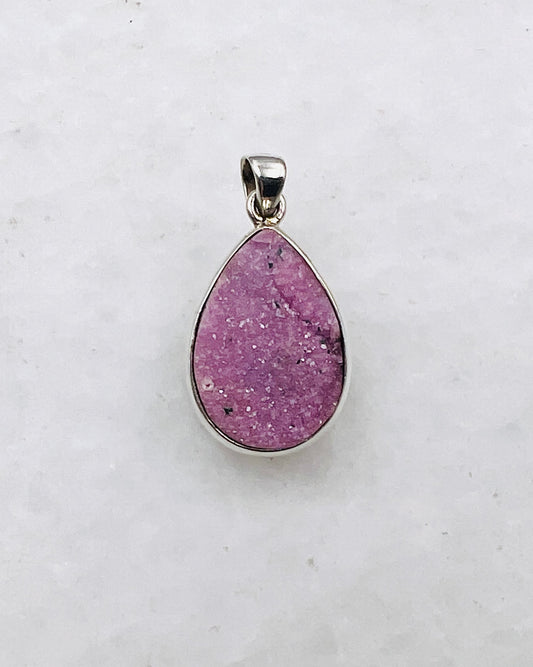 Pink Cobalt Drusy in 0.925 Silver