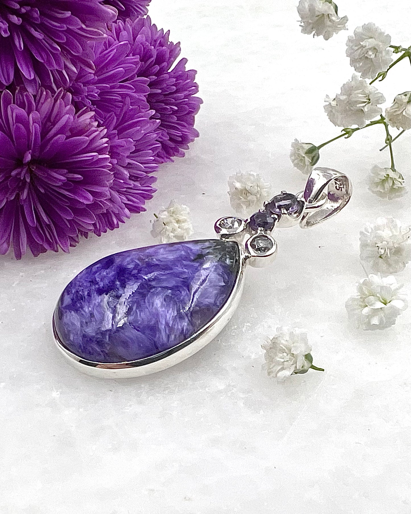 Charoite with CZ and Amethyst Facet Accents as a Combi
