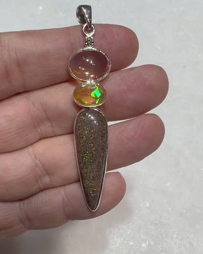 Andamooka Opal with Ethiopian Opals as a Combi Pendant