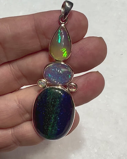 Andamooka Opal with Ethiopian Opals as a Combi Pendant