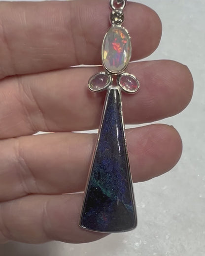 Andamooka Opal with Ethiopian Opals as a Combi Pendant