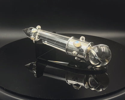 Rainbow Moonstone Vogel Crystal Wand with 3 Open Lotus Sphere Setting